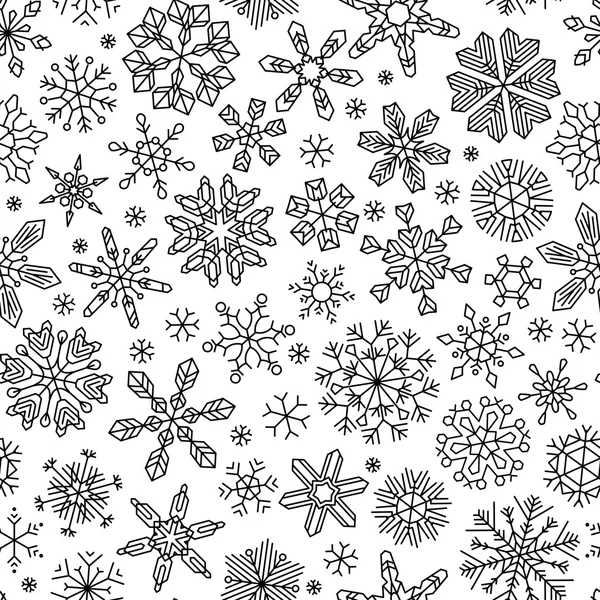 Seamless linear snowflakes pattern. — Stock vektor