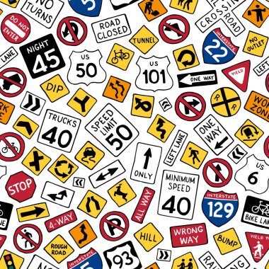 cartoon american road signs.