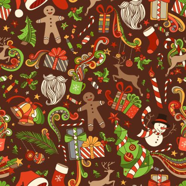 Seamless Cartoon Christmas Pattern.