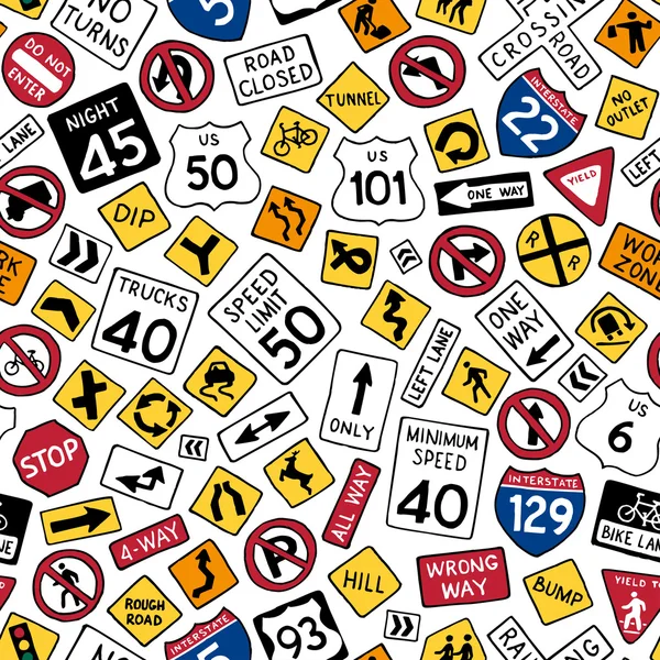 Cartoon american road signs. — Stock vektor