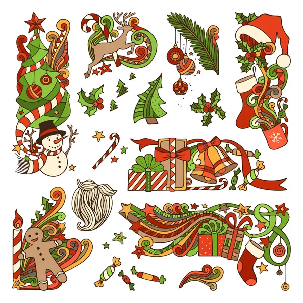 Conjunto vectorial de adornos de Navidad coloridos — Archivo Imágenes Vectoriales