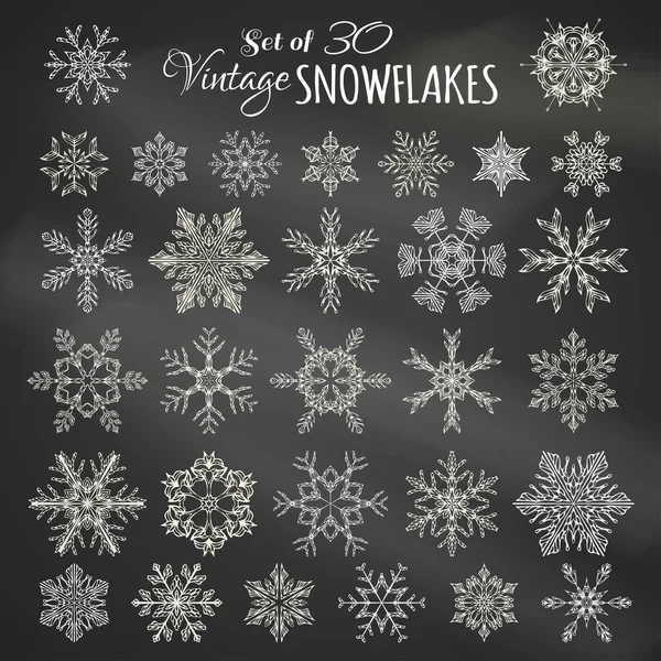 Vector Set of 30 Chalk Snowflakes. — 图库矢量图片