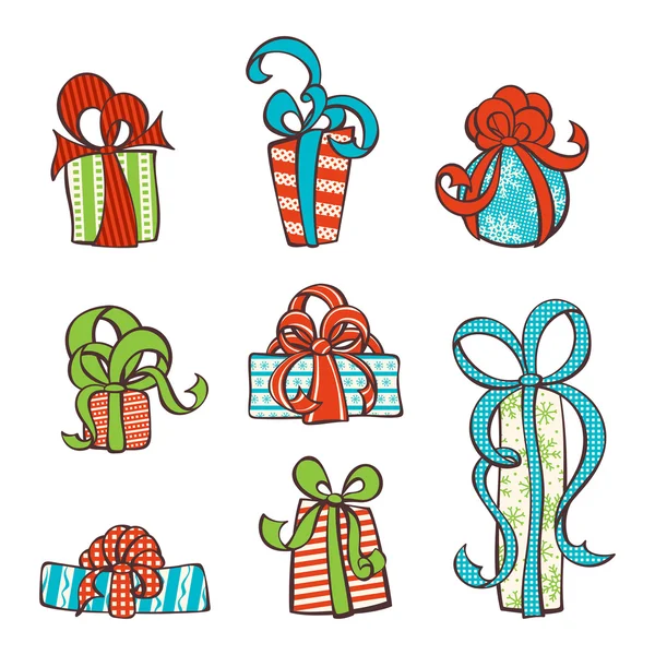 Vector set of hand-drawn gifts. — Stock Vector