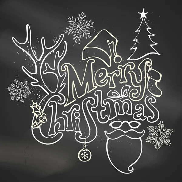 Chalk Merry Christmas Decoration. — Stock Vector