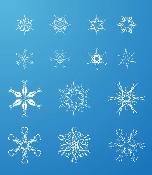 Conjunto vectorial de copos de nieve de tiza . — Vector de stock