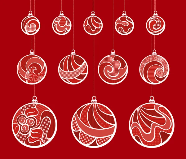 Ensemble de boules de Noël vintage . — Image vectorielle
