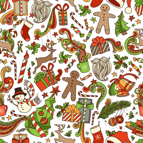 Vektör Dikişsiz Karikatür Noel Desen. 