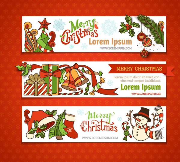 Vector set of Christmas horizontal banners. — ストックベクタ