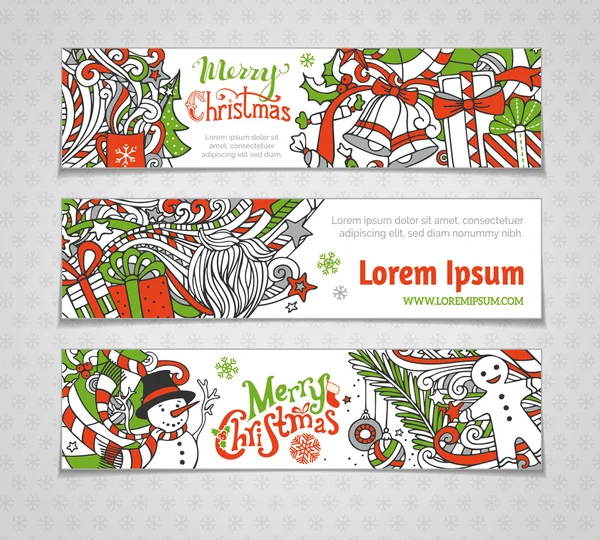 Vector set of horizontal Christmas banners. — Stok Vektör