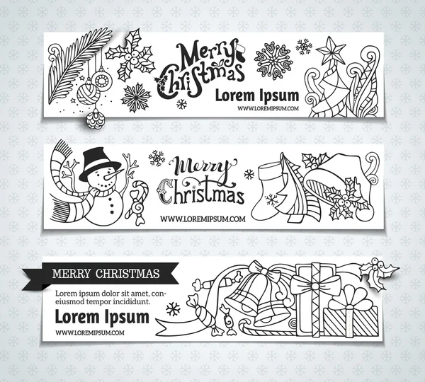 Vector set of Christmas horizontal banners. — Stockový vektor