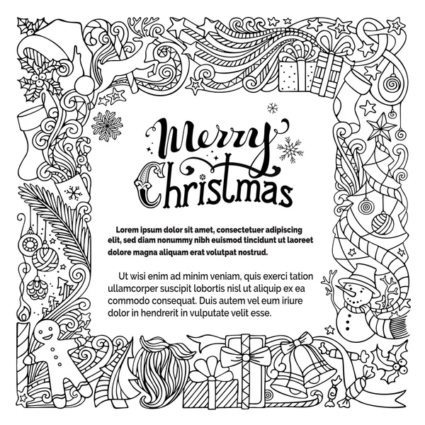 Περίκομψο πλαίσιο doodles καλά Χριστούγεννα. — Διανυσματικό Αρχείο