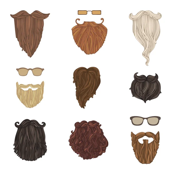 Hipster homem da moda barbas e óculos . — Vetor de Stock