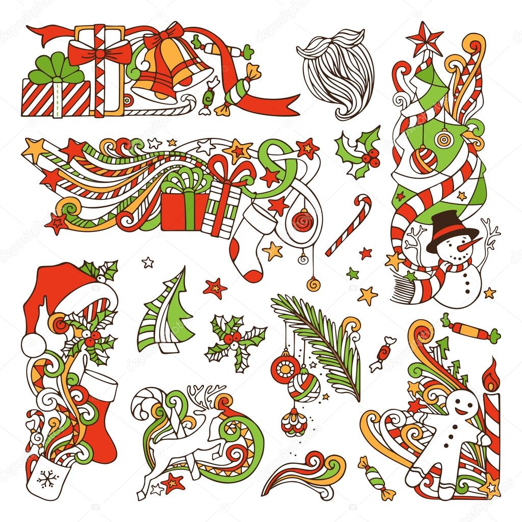 Vector set of Christmas design elements.