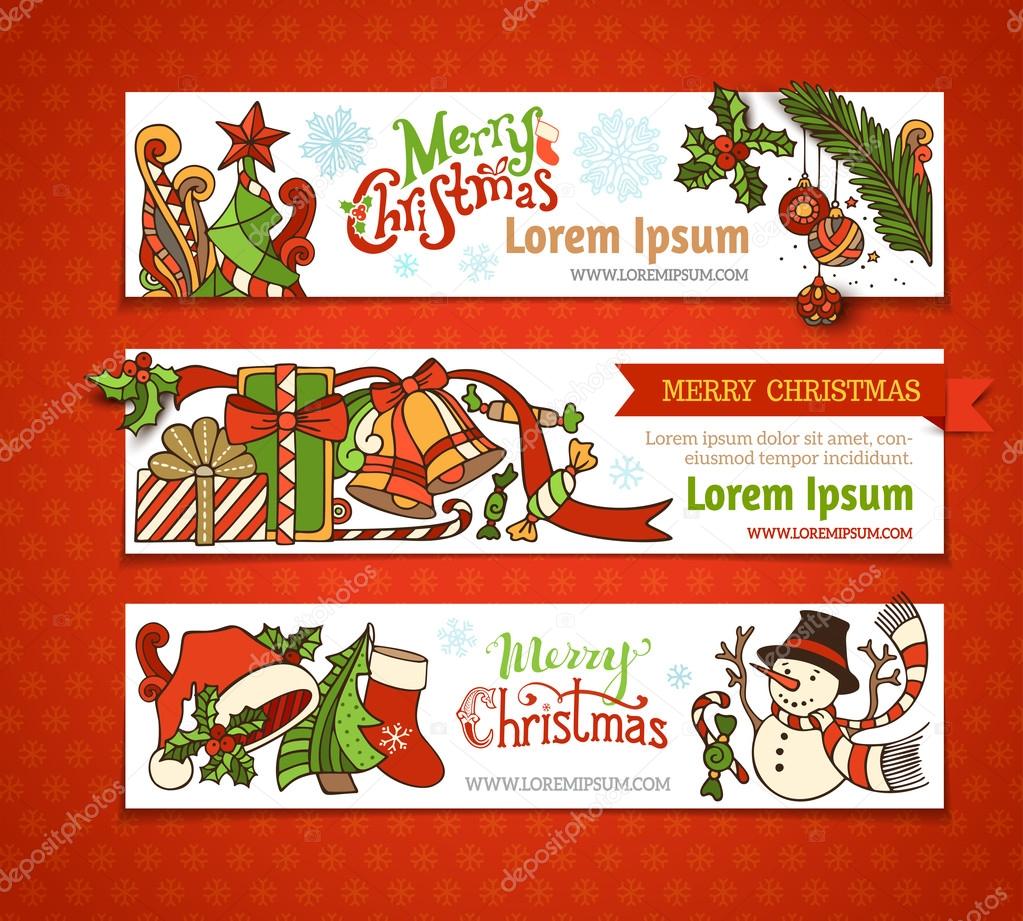 Vector set of Christmas horizontal banners.