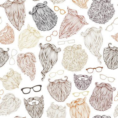 various beards and eyeglasses.