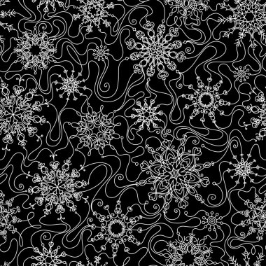 Seamless outlined snowflakes pattern.