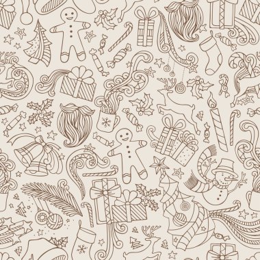 Dikişsiz Doodles Noel Deseni.