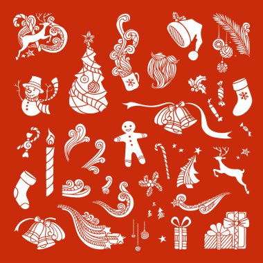 Christmas object silhouettes. clipart