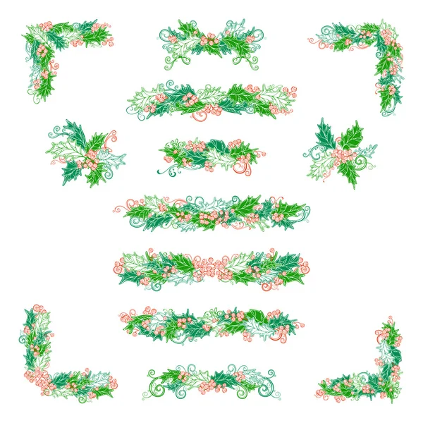 Holly berries design elements — ストックベクタ