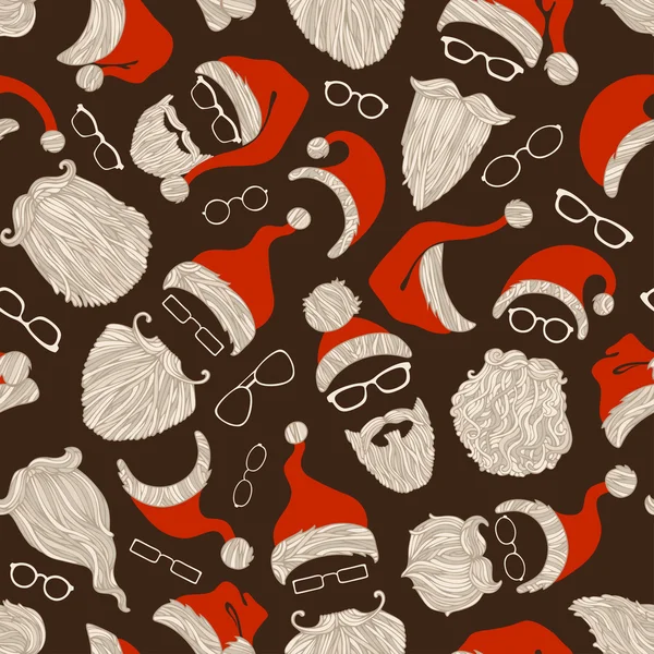 Santa hats, beards and eyeglasses. — Διανυσματικό Αρχείο