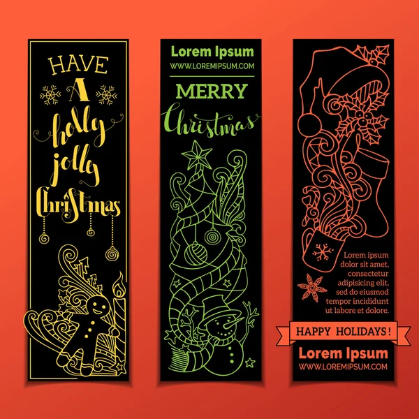 Vector set of vertical bright Christmas banners. — ストックベクタ