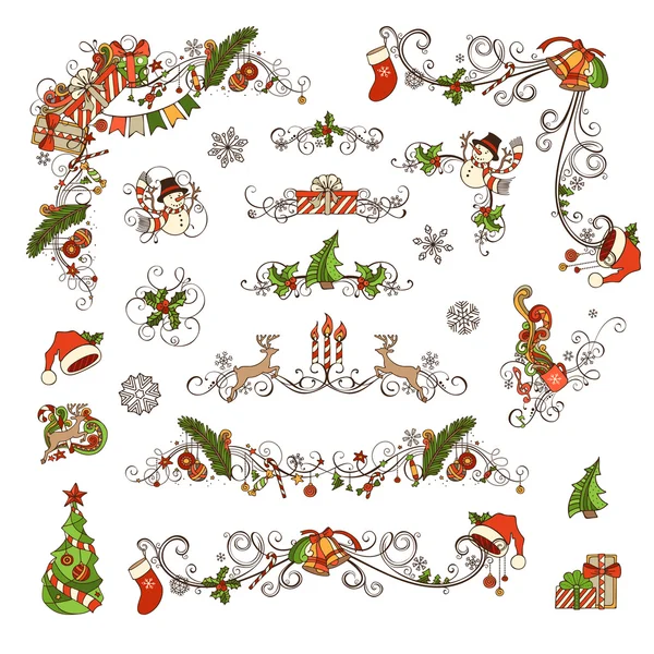 Set of Christmas ornate page — Stock Vector