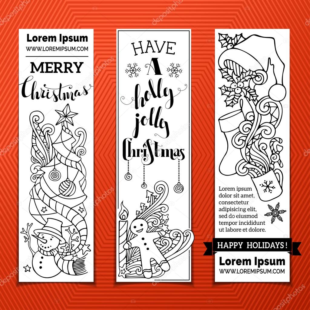 Black and white Christmas banners. 