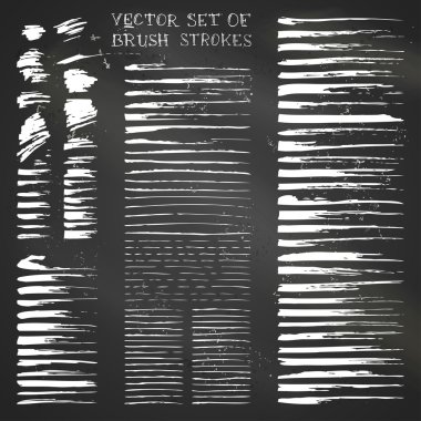 Set of vector chalk brush strokes.