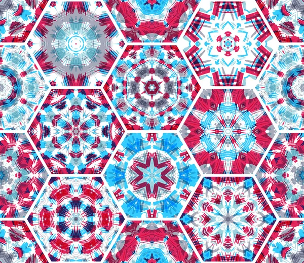 Seamless pink and blue textile pattern. — Stock vektor