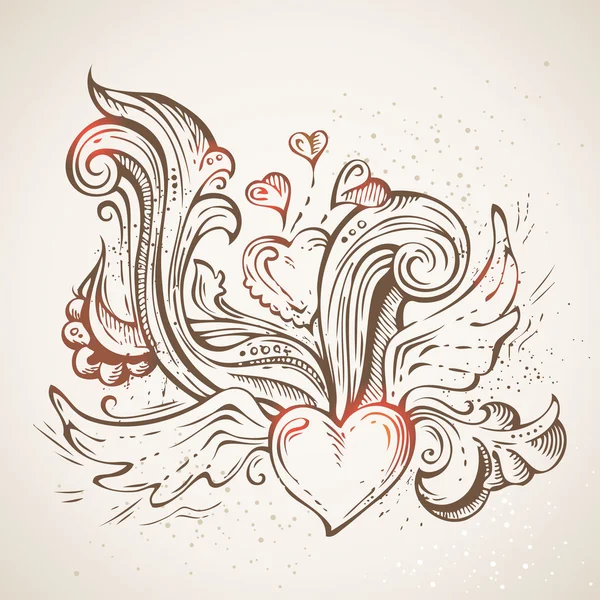 Hand-drawn sketch heart illustration. — Stock vektor