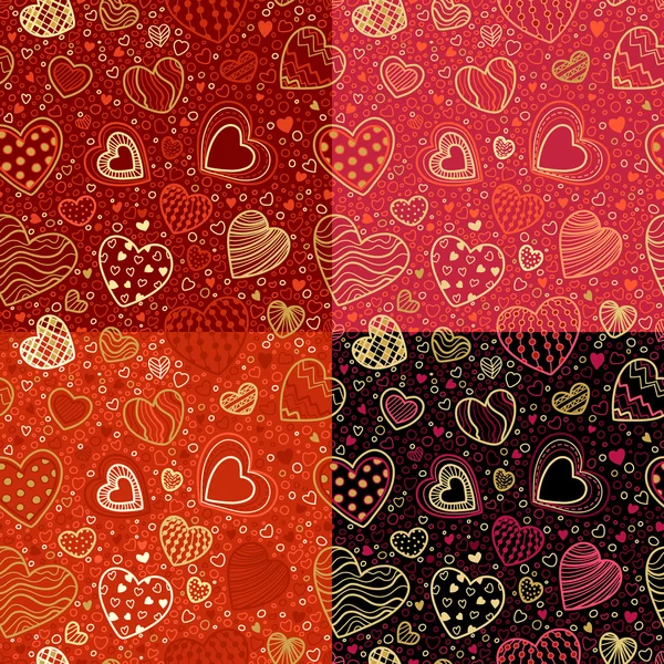 Vector set of seamless Valentine 's patterns . — стоковый вектор