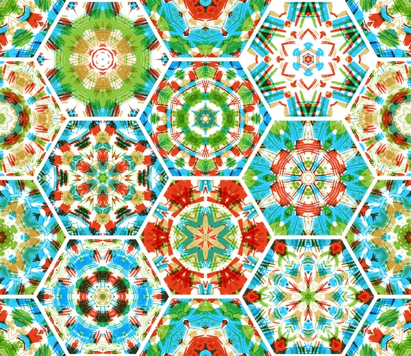 Seamless embroidery hexagons pattern. — Διανυσματικό Αρχείο