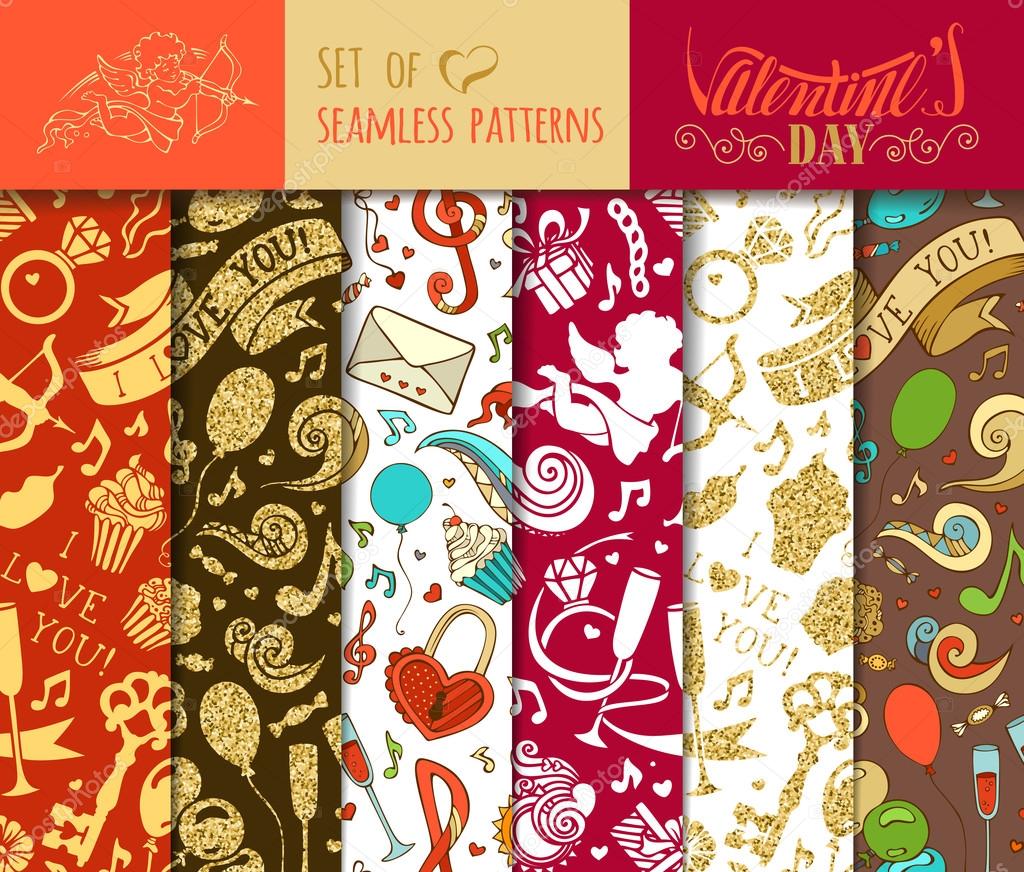 Vector set of seamless love patterns.