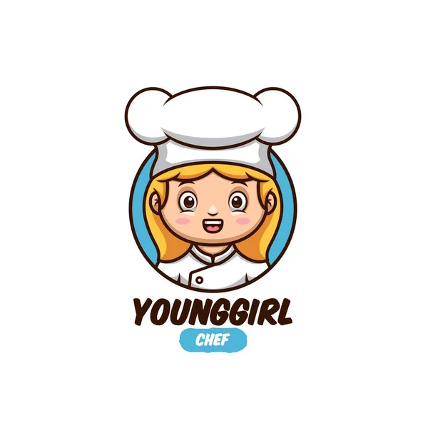 Sevimli kız şef yaratıcı çizgi film logosu