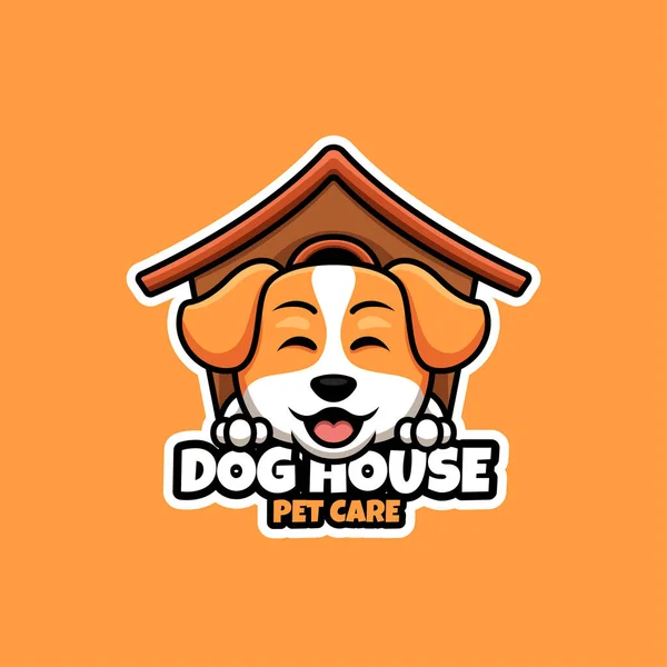 Creativi Cane Casa Pet Design Logo Cura — Vettoriale Stock