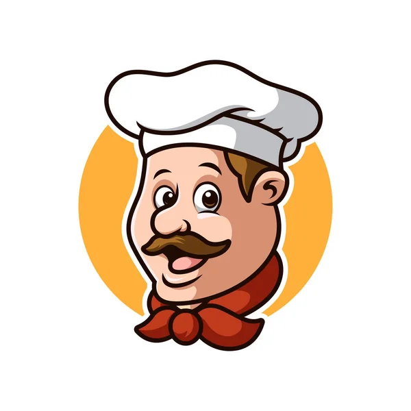 Chef Mascot Diseño Logotipo Dibujos Animados Creativo — Vector de stock