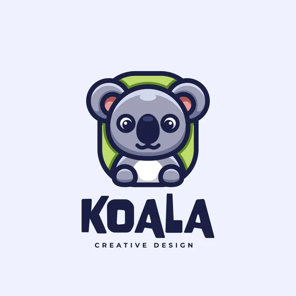 Cartoon Logo Carino Koala Design Divertente — Vettoriale Stock