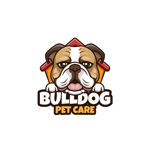 Bulldog Petcare Tecknad Logotyp — Stock vektor