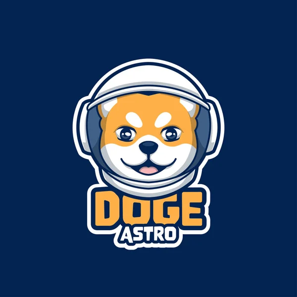 Δημιουργική Astro Doge Χαριτωμένο Λογότυπο Κινουμένων Σχεδίων Shiba Inu — Διανυσματικό Αρχείο