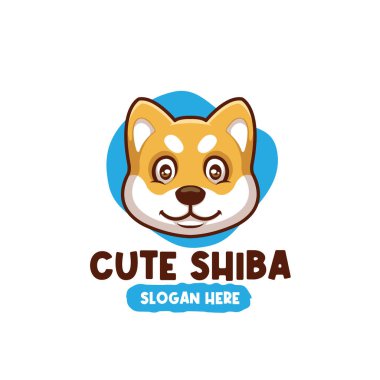 Şirin Shiba Inu çizgi film logosu Deisgn