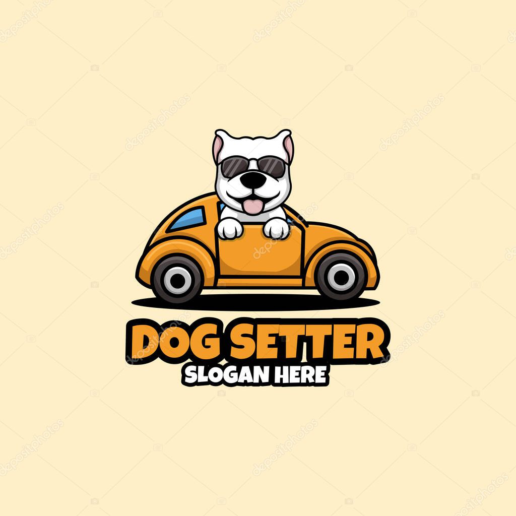 Dog Setter Creative Concep Cartoon Pet Logo Design