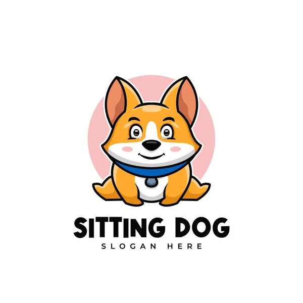 Yaratıcı Oturan Karikatür Doge Shiba Inu Karakteri Maskot Logosu