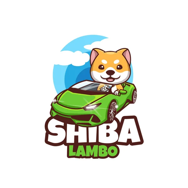 Yaratıcı Shiba Inu Doge Supercar Lamborghini maskot Logo Tasarımı Çizimi 