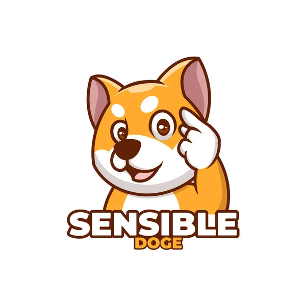 Creative Cartoon Sensible Doge Shiba Inu Dog Cute Logo — Stock Vector