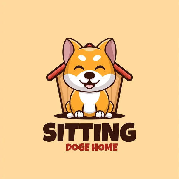 Yaratıcı Çizgi film Oturan Doge Shiba Inu Ev Köpeği Sevimli Logo