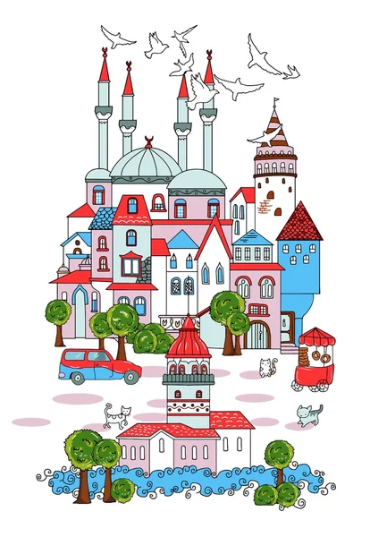 Güzel bir şehir istanbul vektör vintage