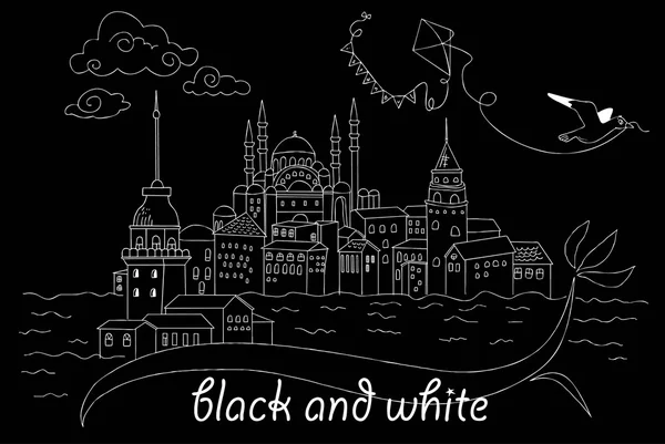 Background black and white istanbul city — Zdjęcie stockowe