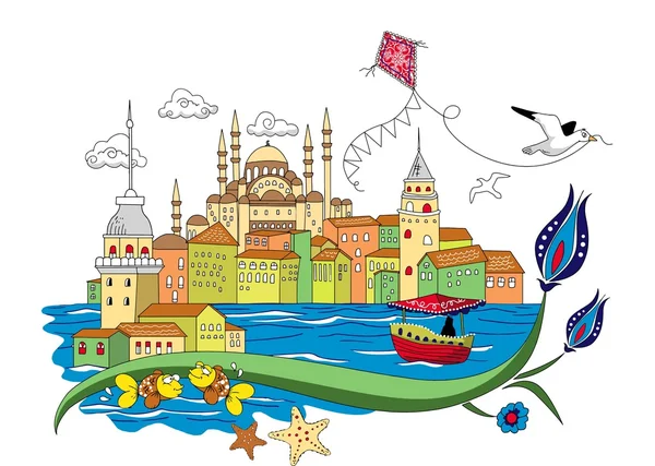 Місто Стамбул Векторний вінтаж — стоковий вектор