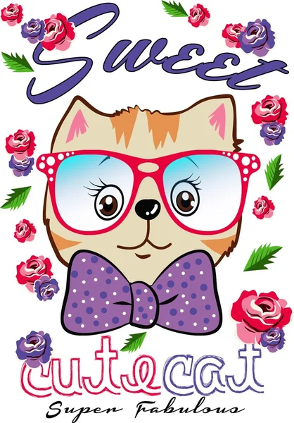 Tatlı şirin kedi vektör çizim tasarım