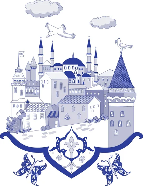 Dibujo vectorial istanbul ciudad — Archivo Imágenes Vectoriales